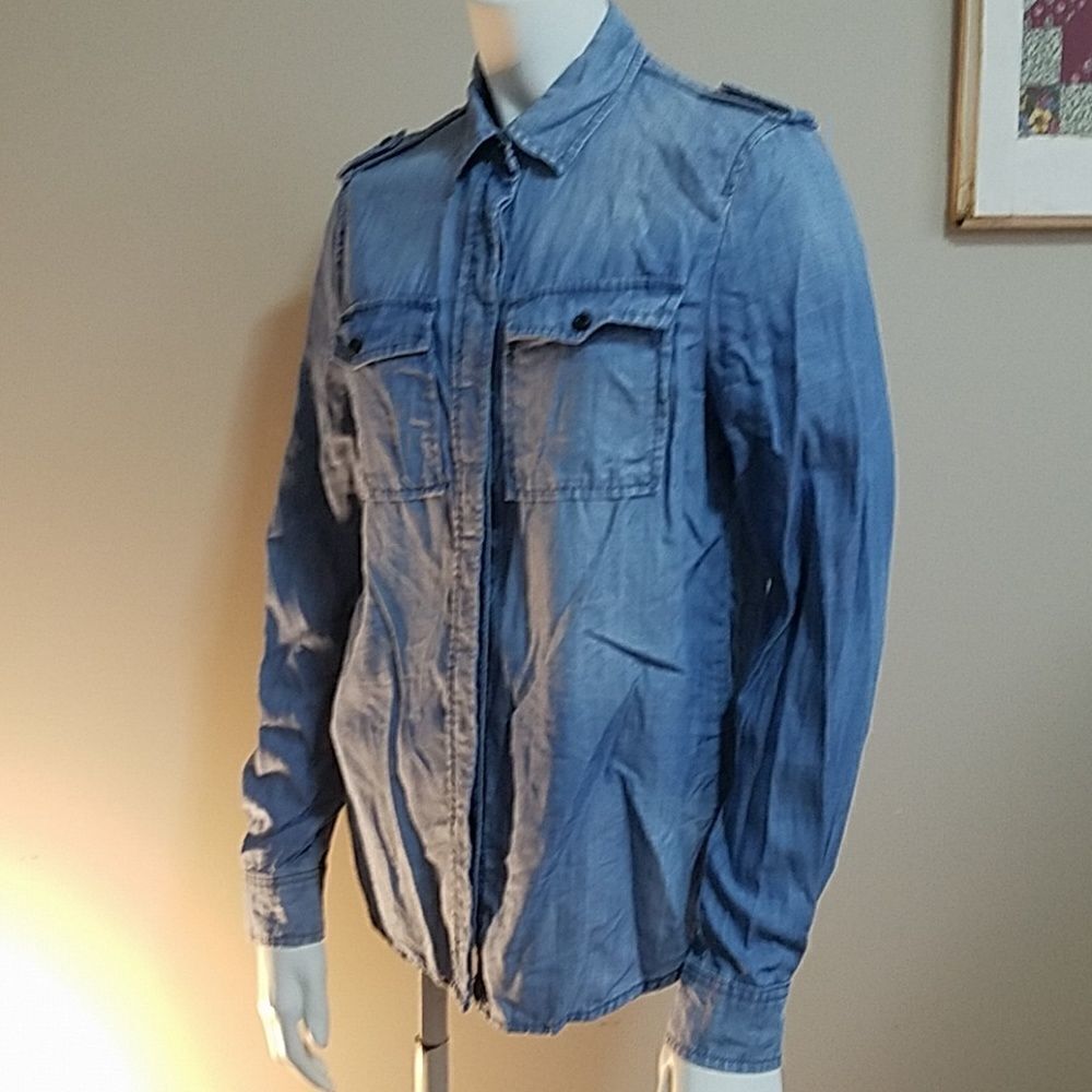 Frameย Denim Blue ButtonโDownโShirtโ(XS)